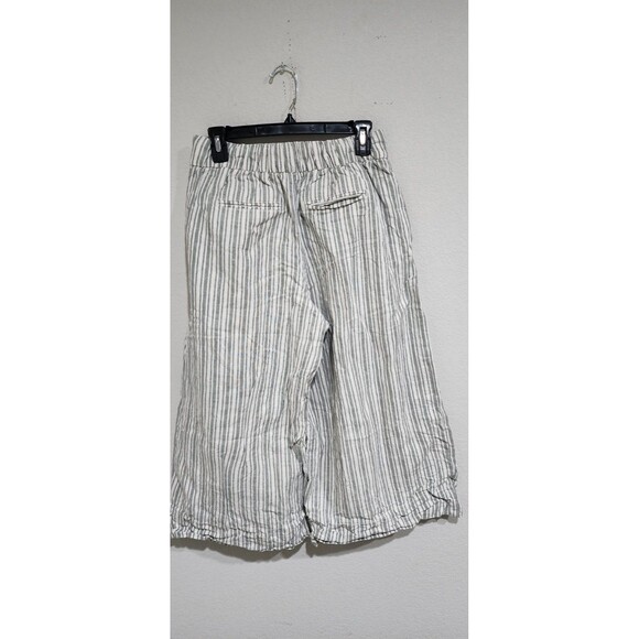 GAP Linen Cotton Blend Capri Striped Pants High Rise Line Sage - Size 6 - Picture 7 of 16
